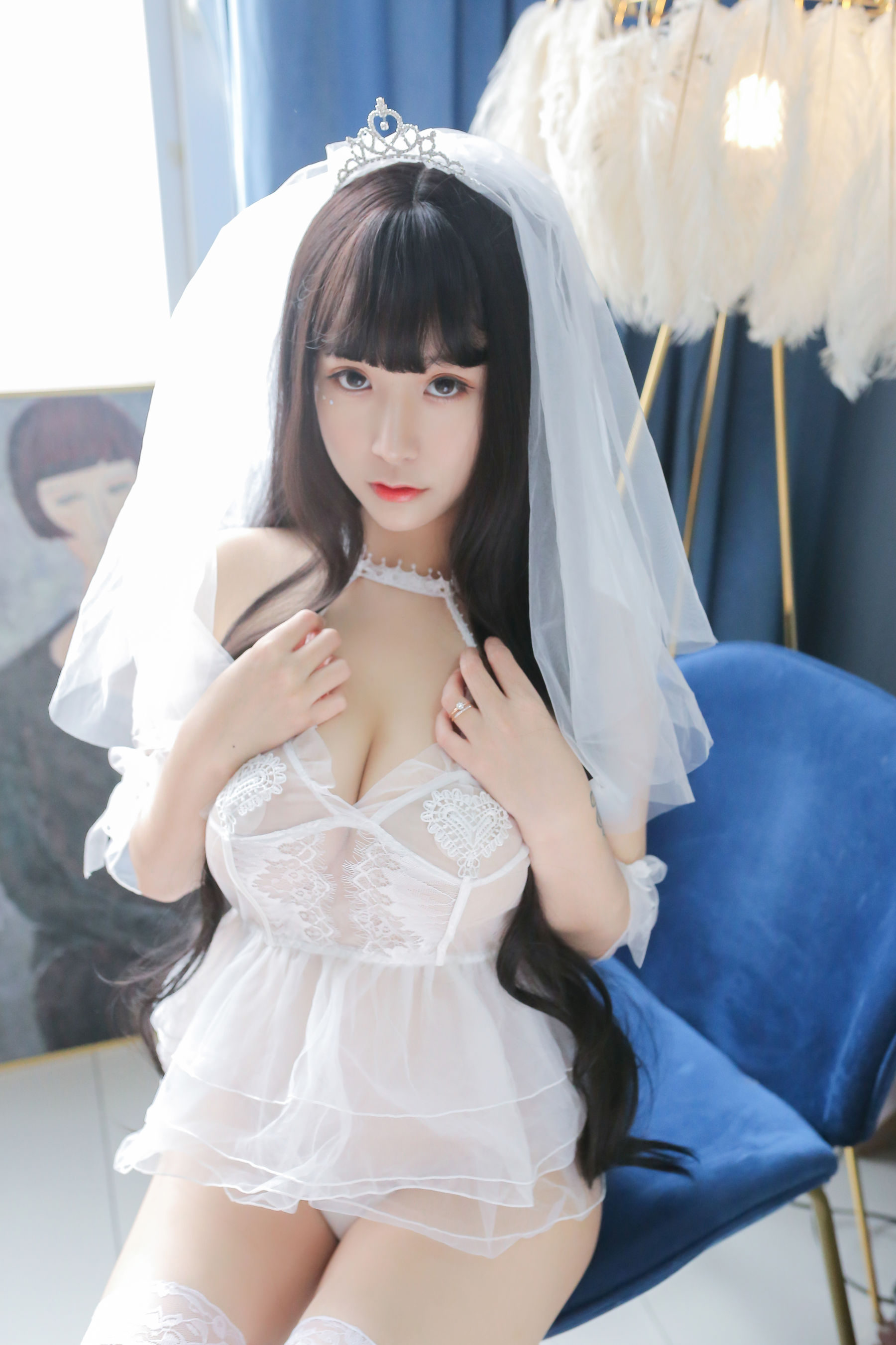 [COS福利] 巨乳猫九酱Sakura - 长发婚纱