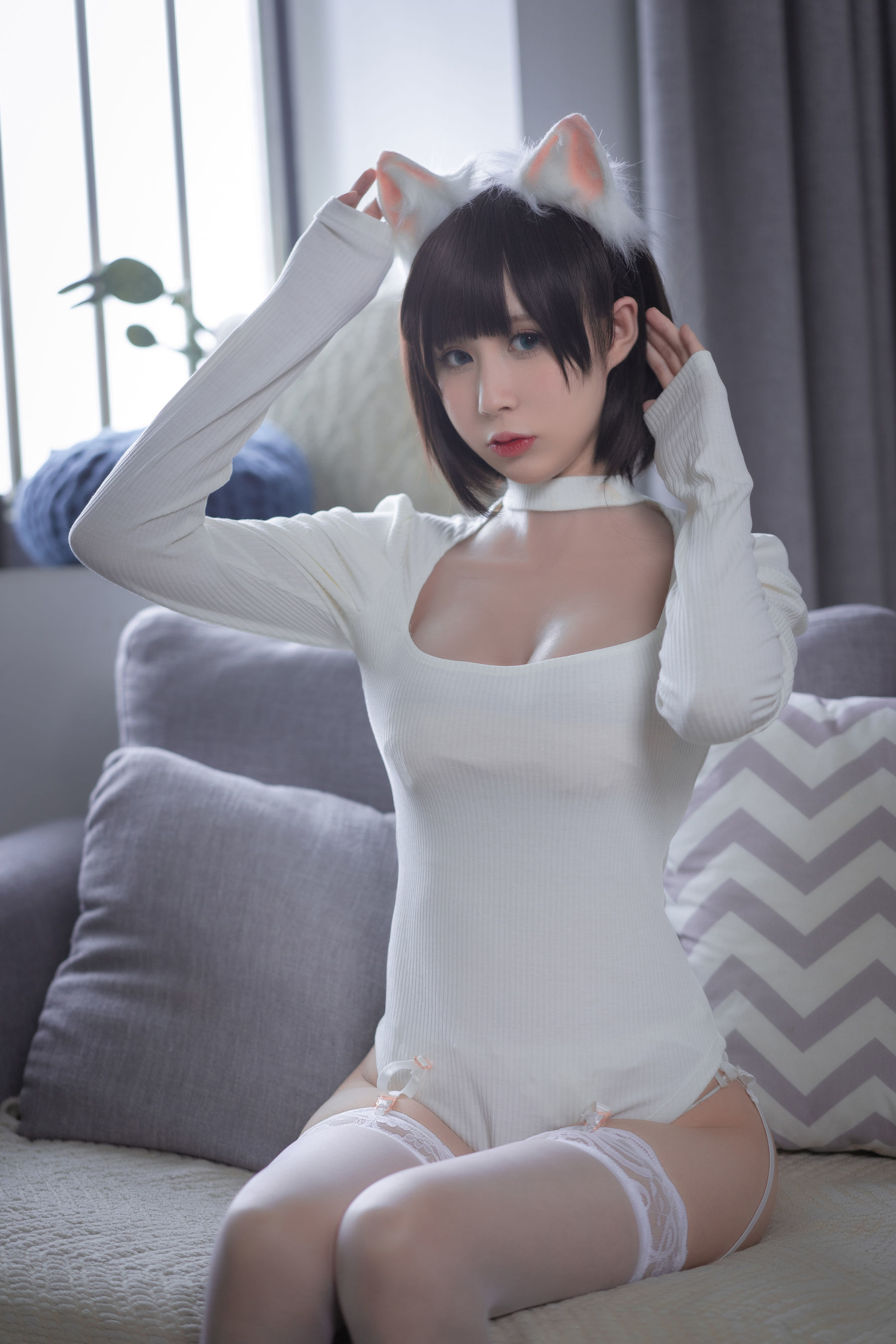 [网红COSER] 西园寺南歌 - 白猫白色连体衣