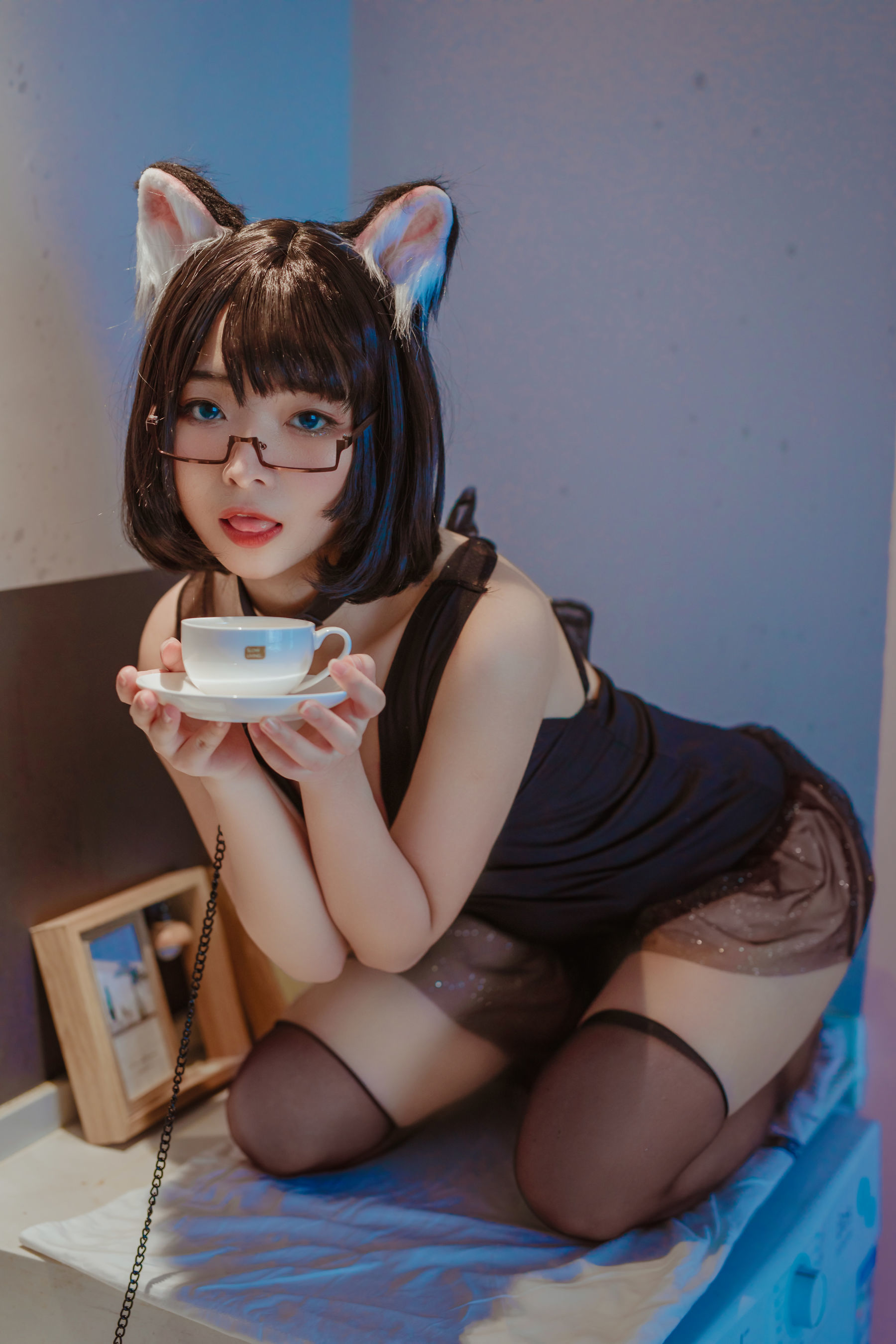 [网红COSER写真] yuuhui玉汇 - 猫猫头黑裙子