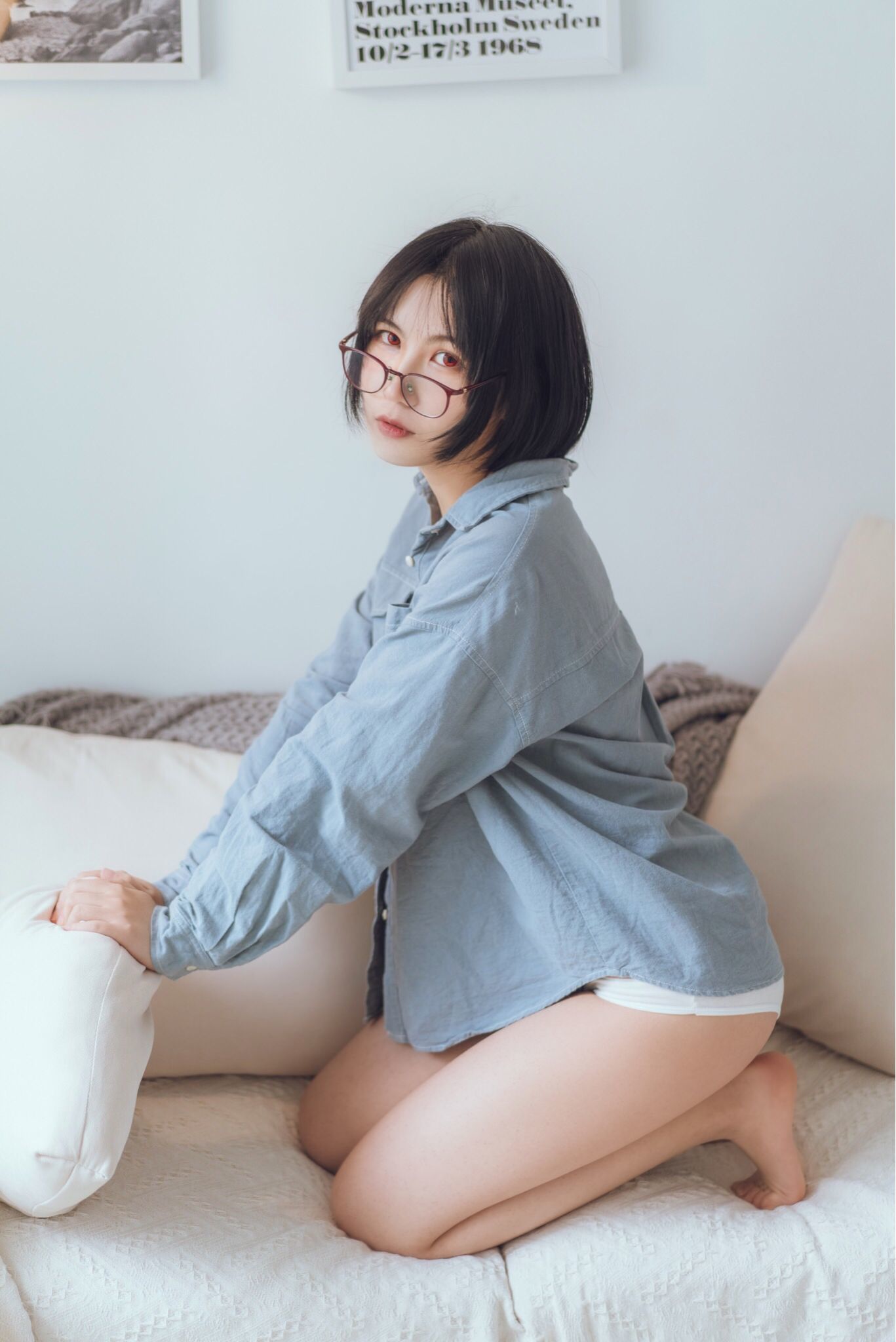 COSER美女逐月su 蓝色衬衫