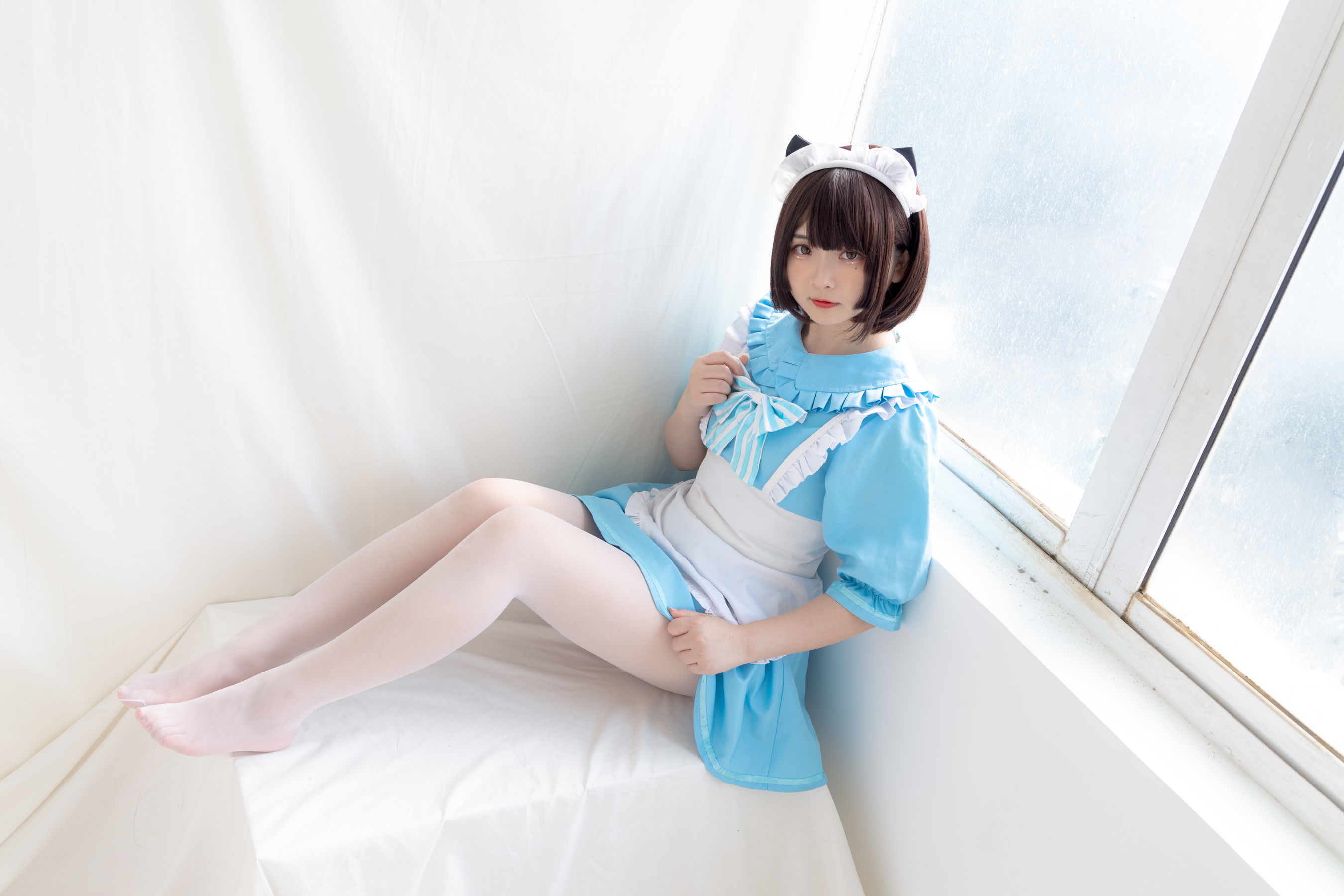 [COS福利] 二次元美女古川kagura - 蓝色小猫女仆