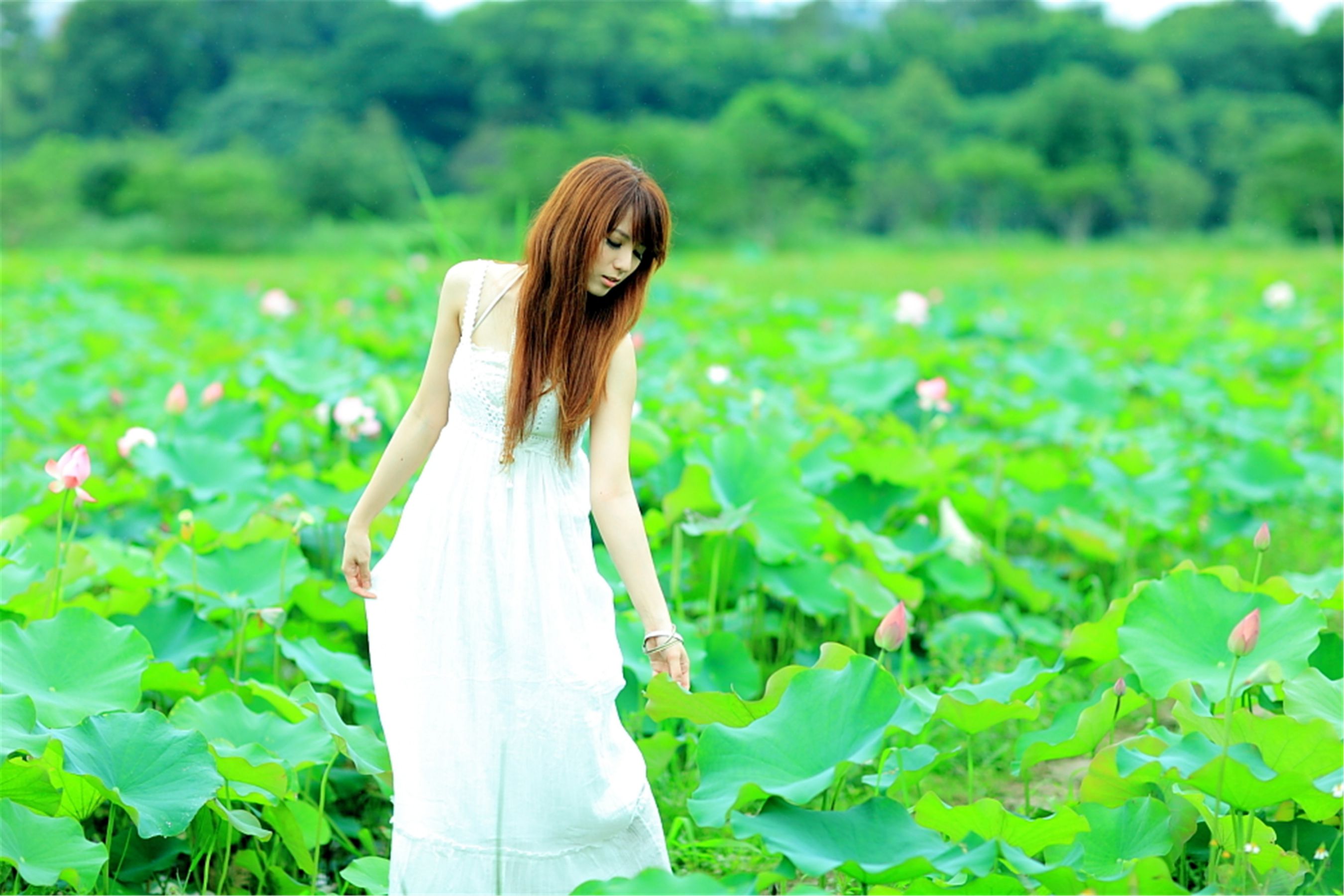 台湾正妹小静《农场初夏田园风光》唯美白裙系列 