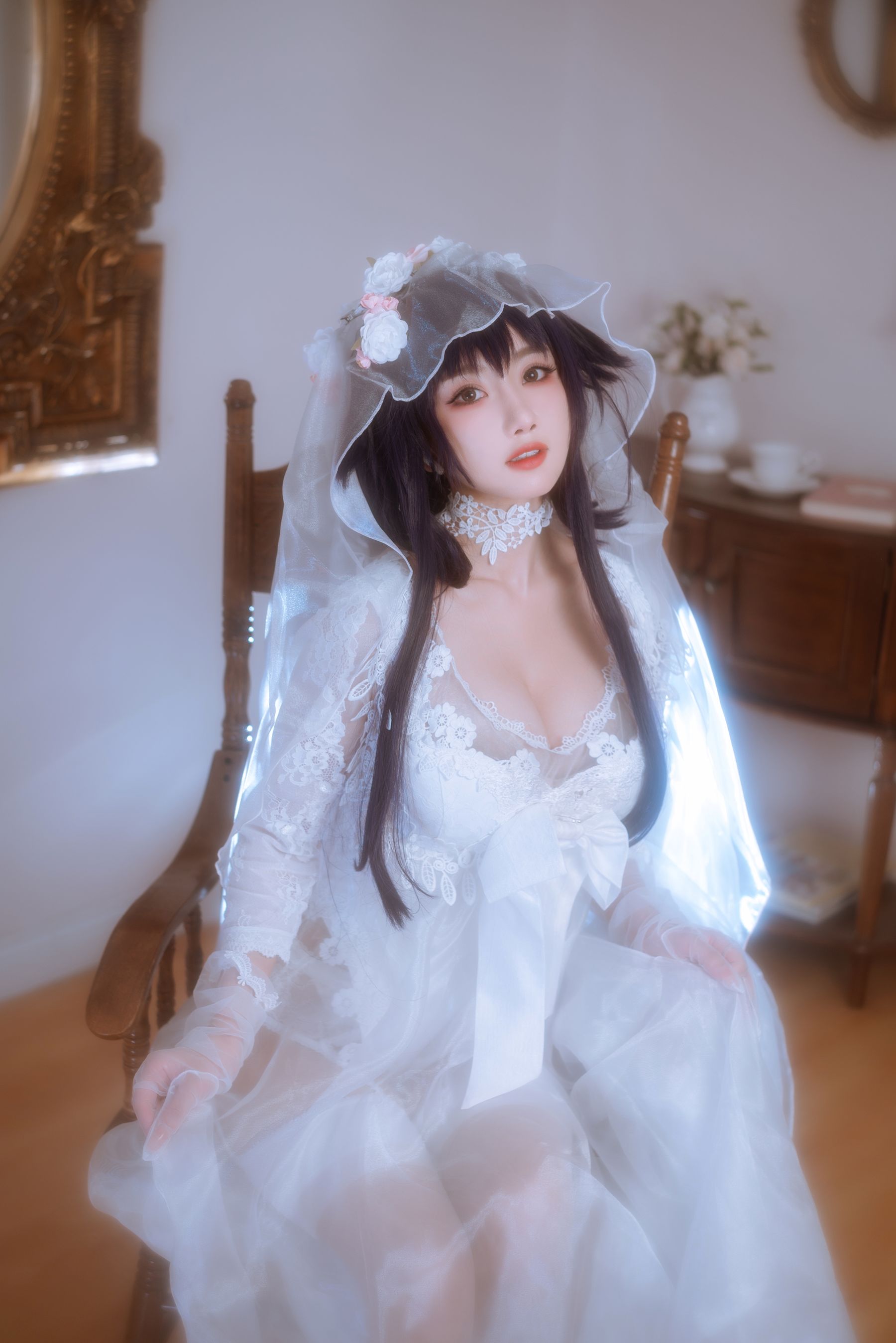 [福利COS] 白嫩美少女鬼畜瑶 - 婚纱