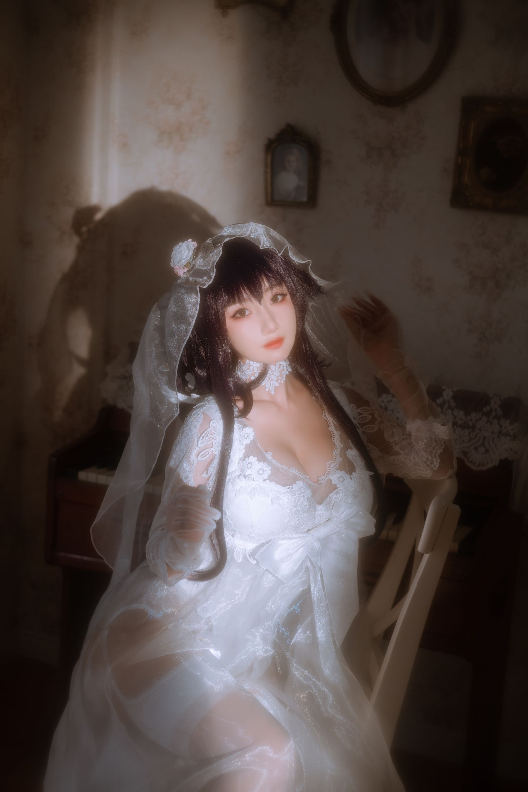 [福利COS] 白嫩美少女鬼畜瑶 - 婚纱