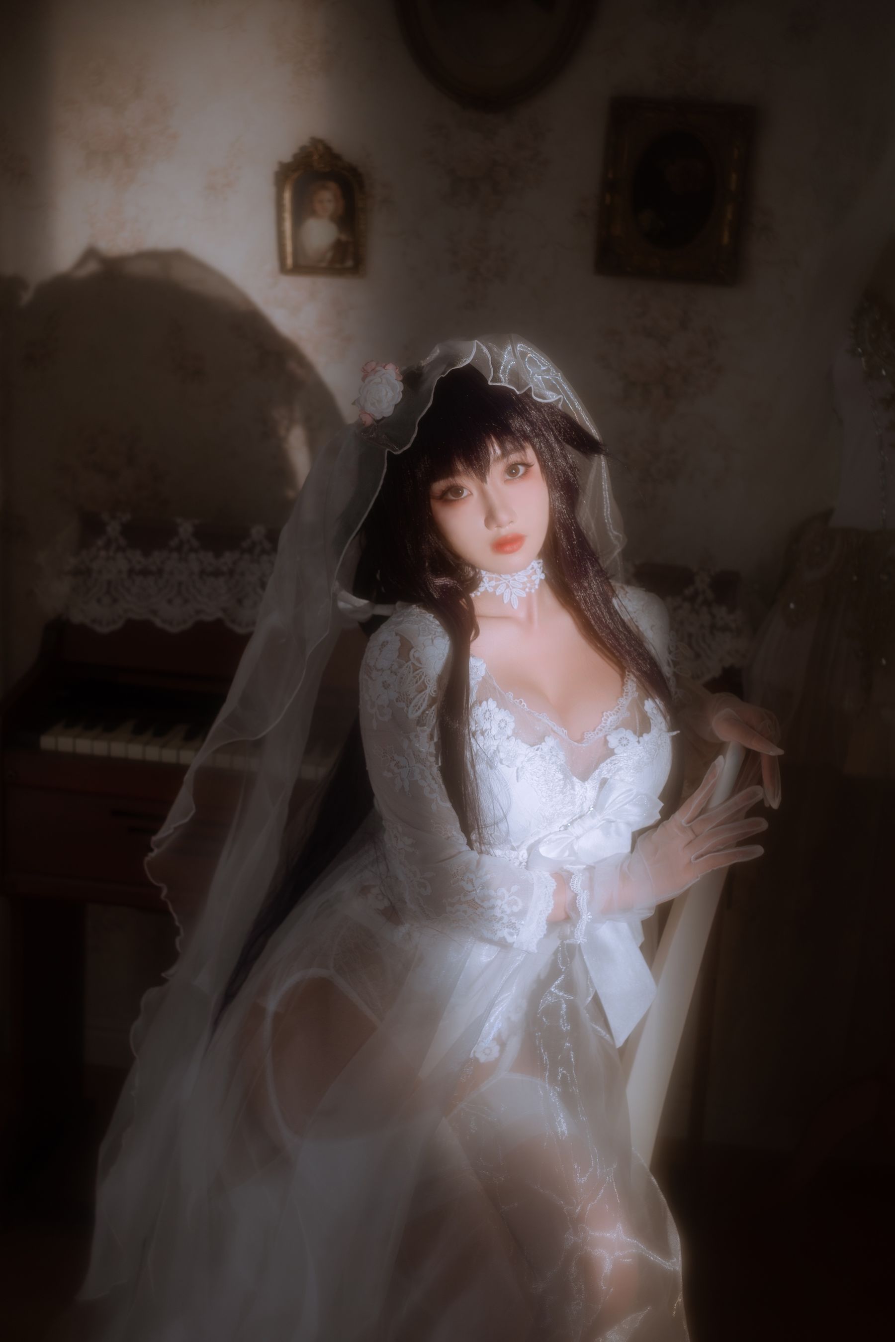 [福利COS] 白嫩美少女鬼畜瑶 - 婚纱