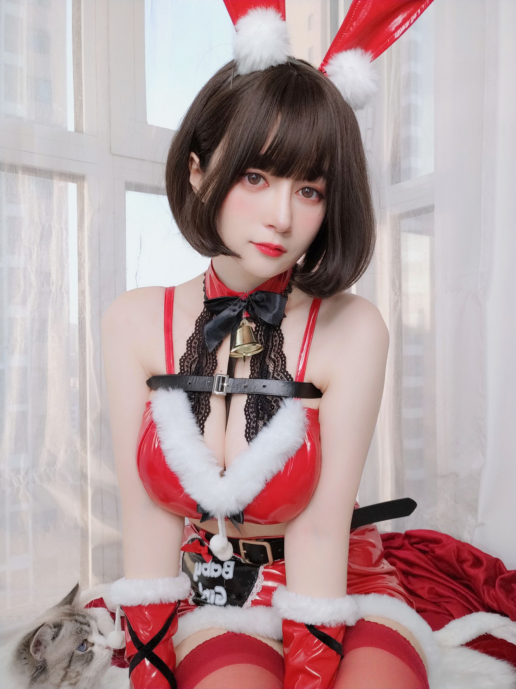 [福利COS] Coser小姐姐白银 - Christmas Bunny